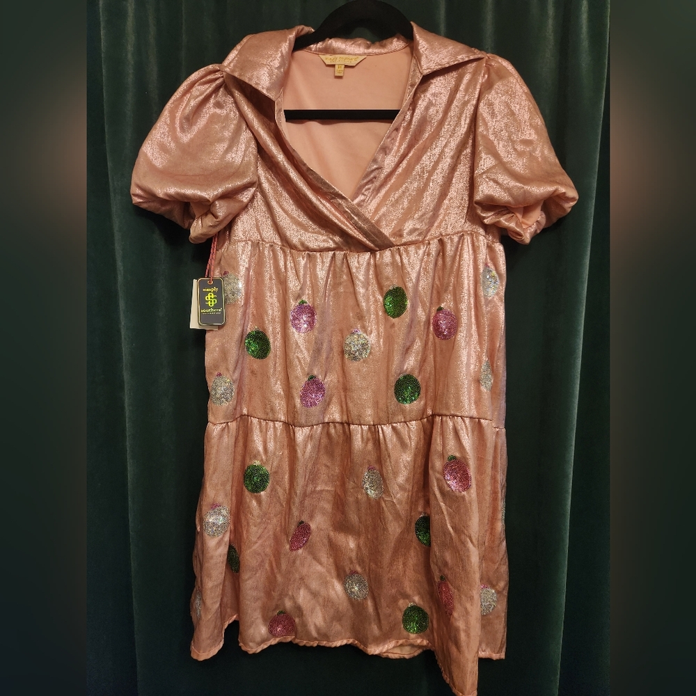 Simply Southern Christmas Sequin Dress Medium